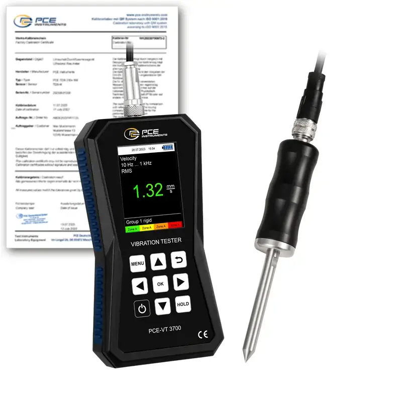 Accelerometer PCE-VT 3700S-ICA incl. ISO Calibration Certificate Authentique